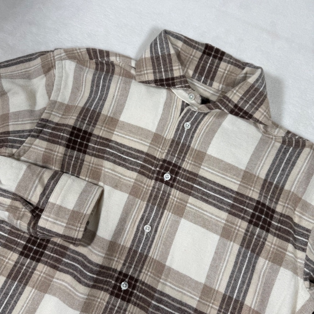 Polo Ralph Lauren Plaid Fringe Shirt Dress Tunic Brown Cream Women OS